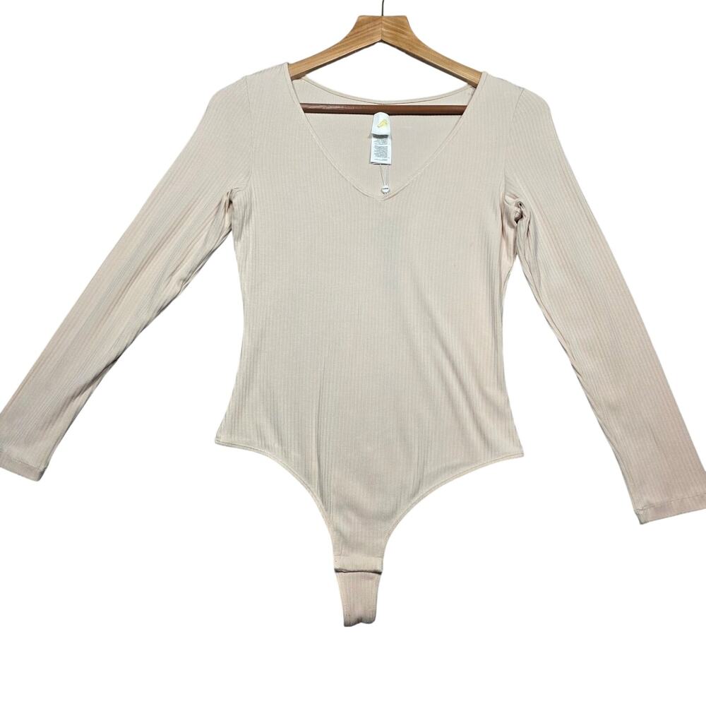 NWT Cupshe Long Sleeve Cream Colored Thong Bodysuit